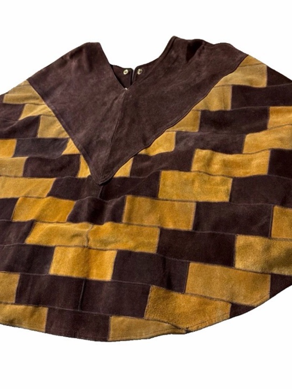 Lane Bryant Brown & Mustard Checker Poncho Top vintage